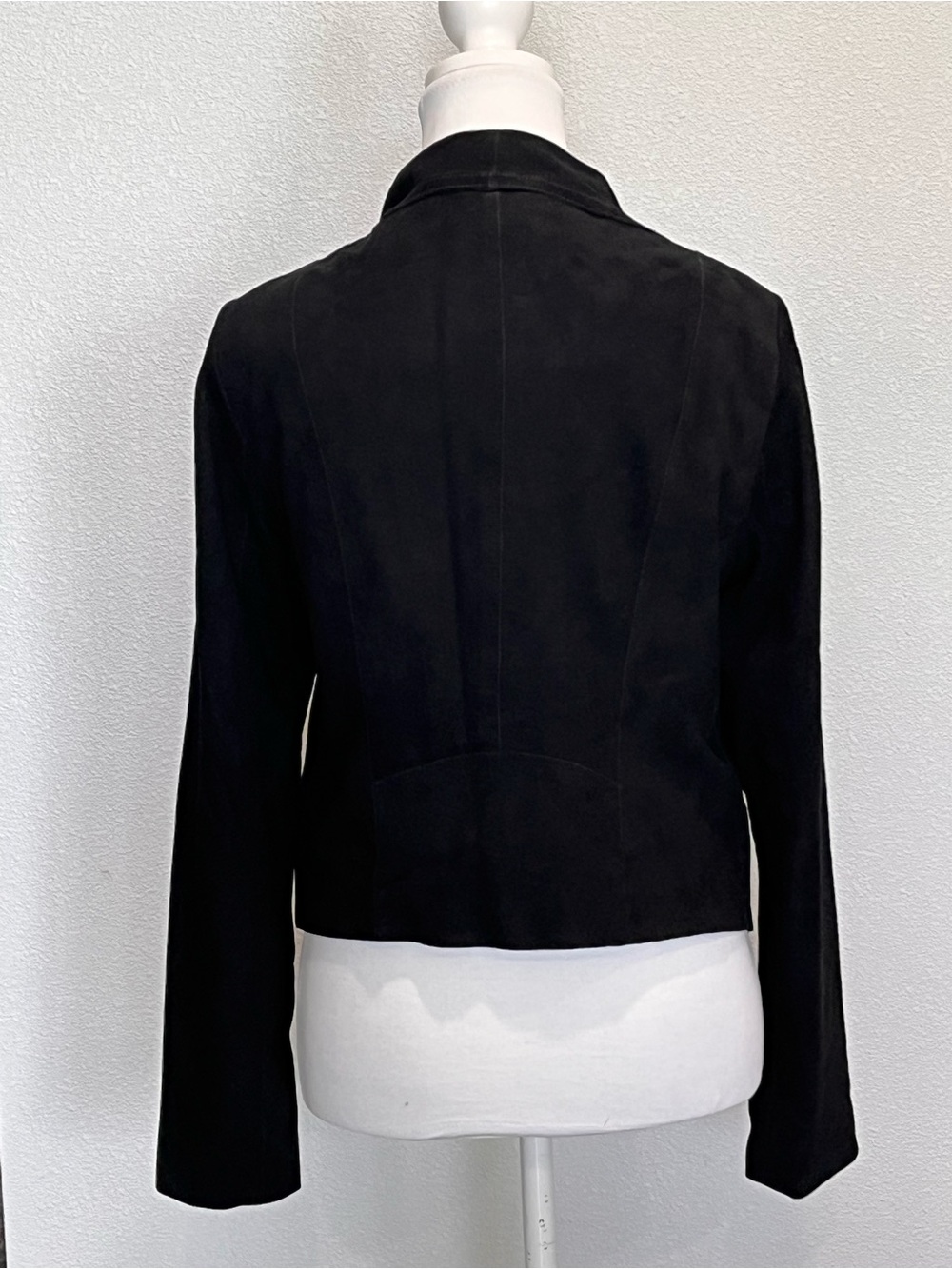 Cole Haan Black Genuine Suede Waterfall Open Front Drape Jacket Coat Small - Picture 4 of 16